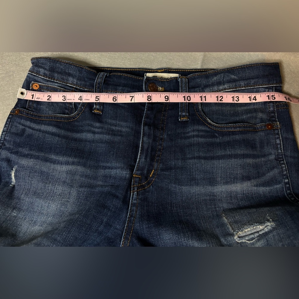 Madewell Jeans 29 Womens 9” HighRise Med/Dark Wash‎ Blue Denim Skinny Distressed - Picture 8 of 12